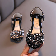 Children's Shoes Pearl Rhinestones Shining Kids Princess Shoes Baby Girls Shoes For Party and Wedding .