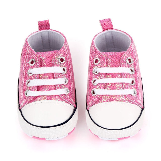 Newborn Sequined Canvas Baby Sneakers Baby Boys /Girls Shoes Baby Toddler Shoes Soft Sole Non-slip Baby Shoes