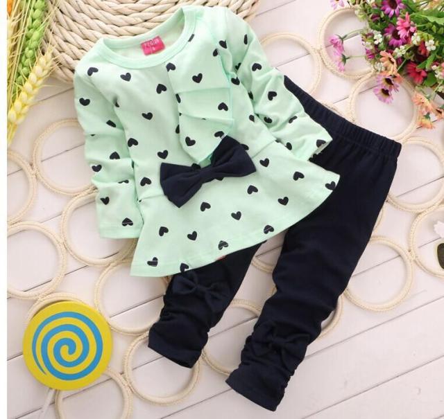 Children Clothing Fashion Baby Girl Out 2pc Top +Pant Set Newborn Baby Cotton Clothes Suit