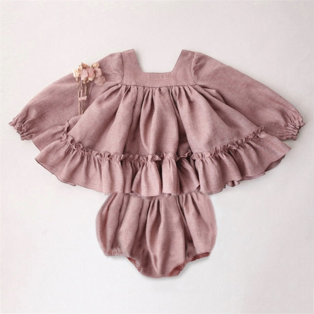 Baby Girls Princess Clothes Sets Summer Spring Linen Cotton Girls Blouse + Bottom Shorts 0-2 Y Baby Girl Clothing Outfits