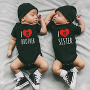 I Love My Sister/ Brother Baby Boys Girls Bodysuits Summer Short Sleeve Body Baby Romper Cotton Sibling Matching Onesie