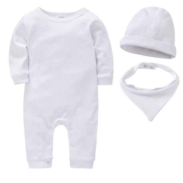 Newborn Cap Baby Unisex Hat Bib Solid Newborn Baby Girls Onesies Caps Set Cloth Bandana Bibs Baby Bibs Rompers Set