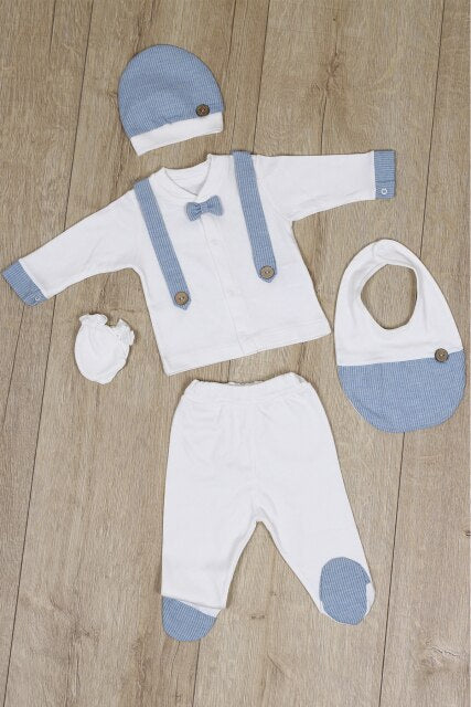Baby Boy Clothing Set Newborn Cotton Salopet Romper Basic Essential 5 Piece Layette Wellcome Home Gift 0-1 Months 50 cm Length