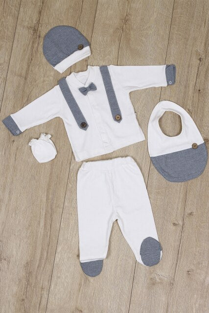 Baby Boy Clothing Set Newborn Cotton Salopet Romper Basic Essential 5 Piece Layette Wellcome Home Gift 0-1 Months 50 cm Length